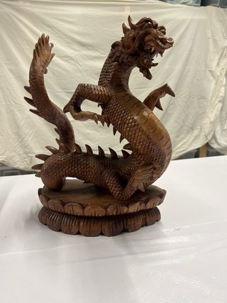 Escultura Dragón Madera Maciza Bali 40cm