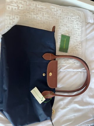 Bolso Longchamp Azul Marino y Marrón