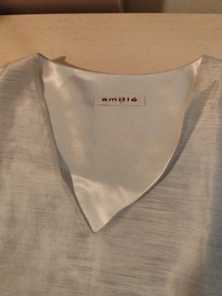 Top Amitié gris clarito de seda con forro