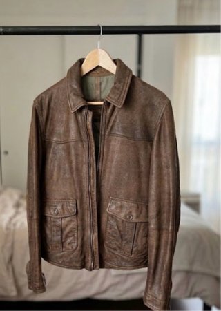 Chaqueta Cuero Hombre Massimo Dutti Marrón