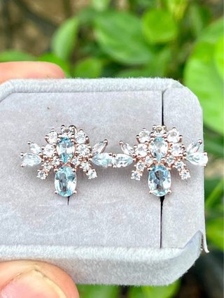 Pendientes Plata 925 Topacio Azul