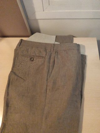 Pantalones Beige de lino rectos