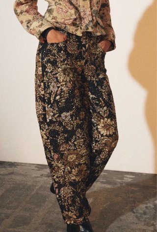 Pantalón Zara Flores y Abalorios Talla L