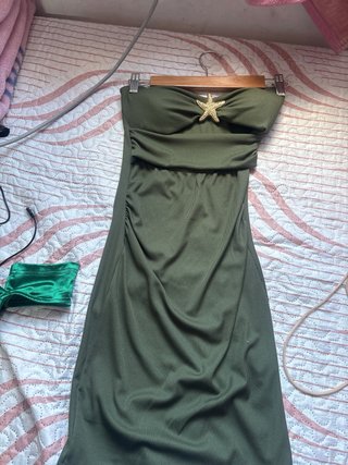 Vestido verde satinado fiesta XS/S