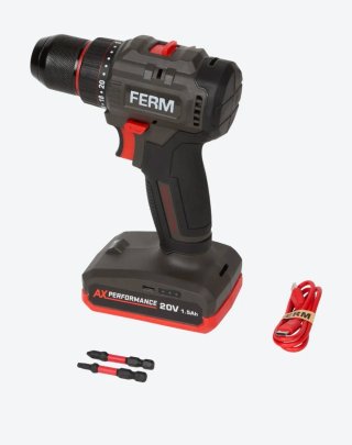 Taladro Ferm 20V 1.5Ah con Accesorios