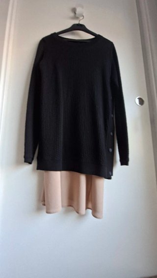 Vestido punto Alysi negro y beige