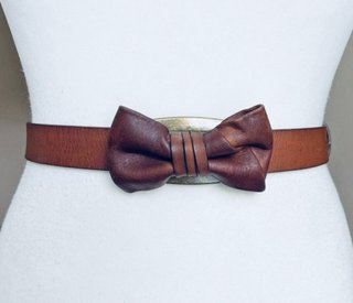 Cinturón Fino Piel Marrón Lazo Vintage 85/90 CM