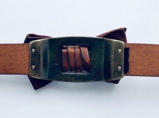 Cinturón Fino Piel Marrón Lazo Vintage 85/90 CM
