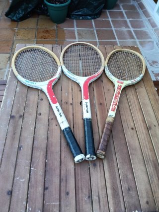 Set de 3 Raquetas de Tenis Vintage de Madera