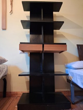 Estantería moderna diseño negro y 2 cajones