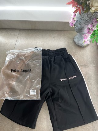Pantaloncini Palm Angels Neri detaggli rosa tratto