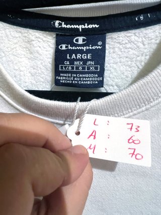 Sudadera Champion Blanca Talla L - Bandas Mangas