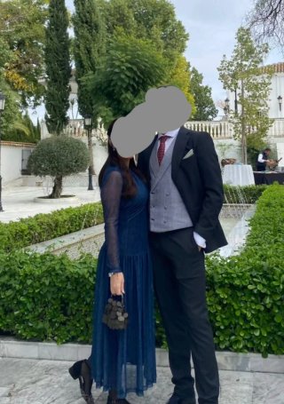 Vestido de invitada de tul azul