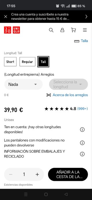 Pantalón Barrel Uniqlo Unisex