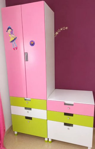 Armario y cómoda infantil niña