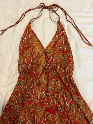 Vestido largo estampado paisley