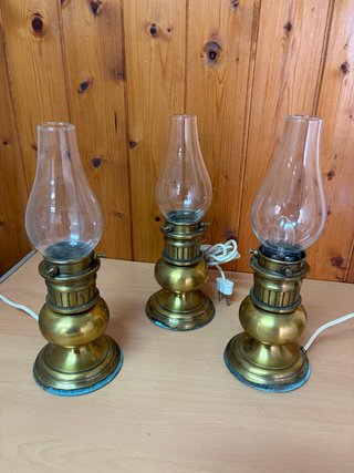 Lote 3 Mini Lámparas Quinqué Vintage Latón