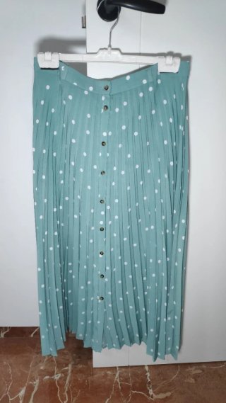 Falda plisada Stradivarius azul