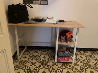 Scrivania Rettangolare Beige e Bianca