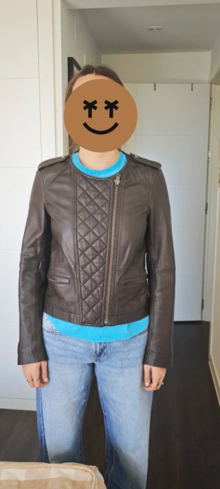 Chaqueta efecto piel marrón