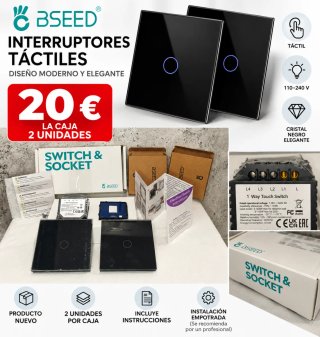 Interruptores táctiles BSEED negros de cristal