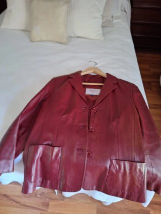 Chaqueta Piel Mujer Roja Talla L