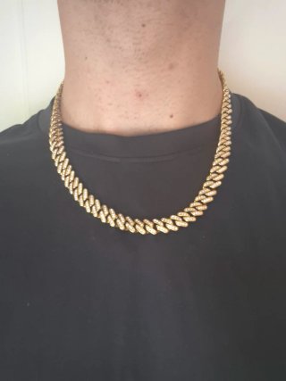 Cadena Oro Diamantes Estilo Cubano