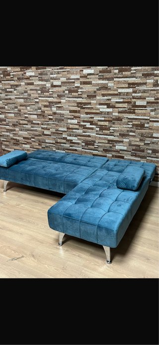 Sofá Cama Karen con Chaiselongue Azul
