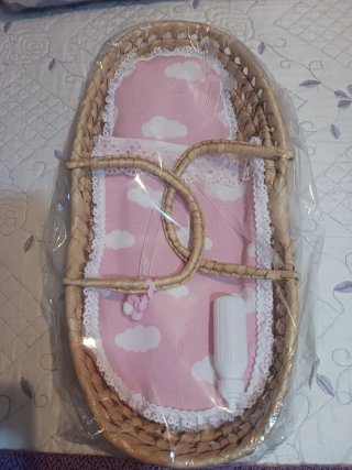 Moisés de mimbre hecho a mano largo 38cm , ancho