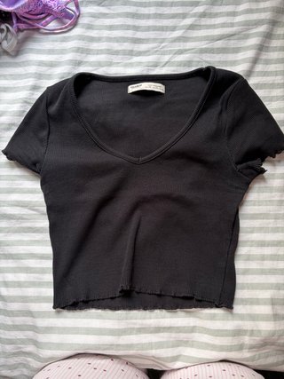 Crop top Pull&Bear V-neck negro XS
