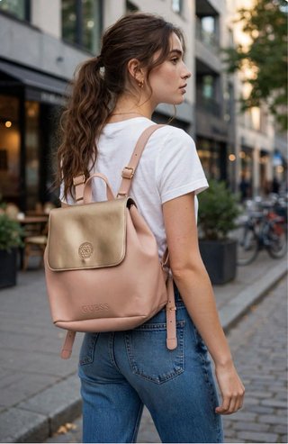Mochila Guess Rosa y Dorada