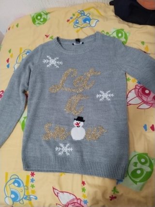 Jersey Navidad Gris Muñeco Nieve