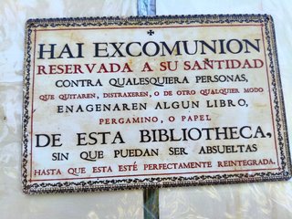 Cartel Excomunión Biblioteca Salamanca, madera