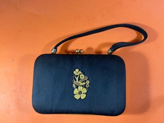 Bolso Vanity Mujer Años 60 Negro Dorado
