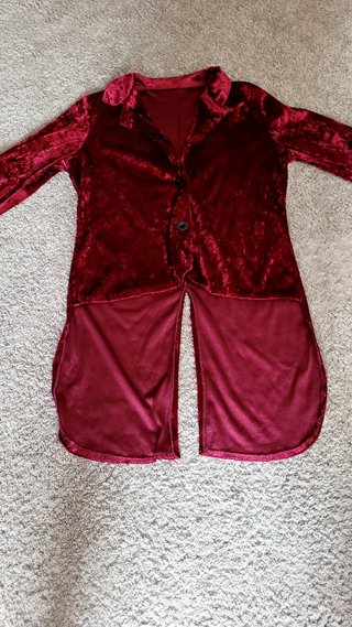 Chaqueta Frac Terciopelo Rojo Talla Única
