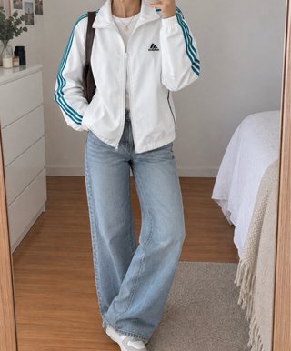Chaqueta Adidas Blanca y Turquesa