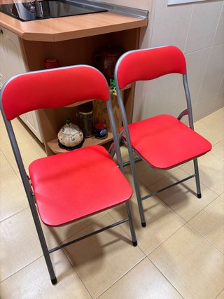 2 Sedie da Cucina Pieghevoli Rosse in Metallo