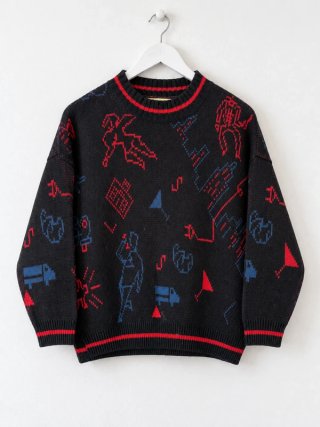 Jersey Privata negro dibujos rojo azul XL