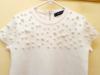 Vestido Zara Punto Perlas Blanco