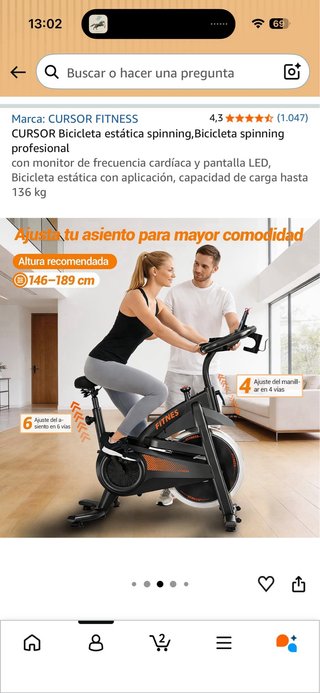 Bicicleta Estática de Spinning Negra