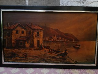 Gran Cuadro al óleo vintage marina 140 x 85