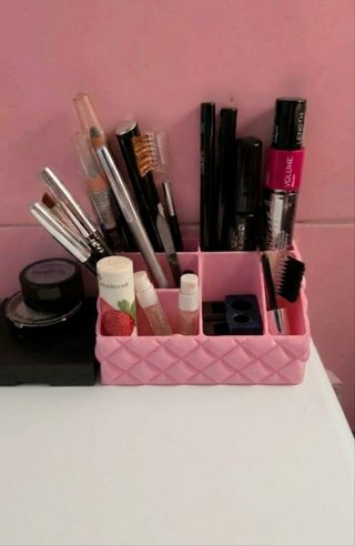 Organizador Maquillaje Rosa Pastel 3D | Escritorio