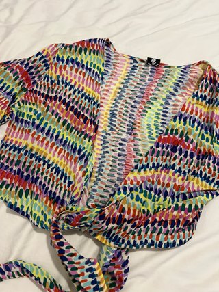 Chaquetita fina estampada multicolor