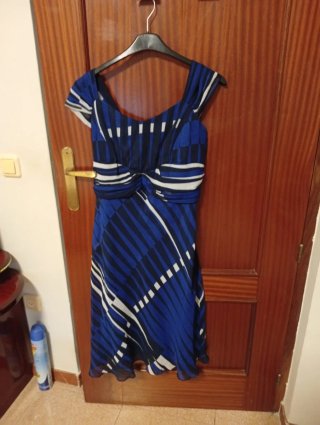 Vestido de fiesta azul y blanco Incluye fular