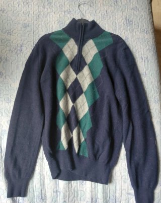 Maglione cashmere zip fantasia argyle