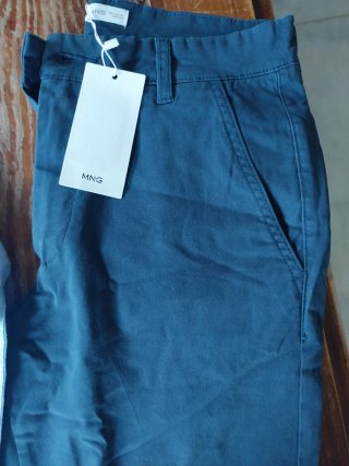 Pantalón chino elástico azul MNG XS
