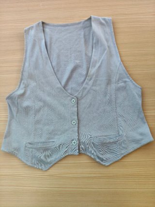 Chaleco mujer M Beige botones enmedio y bolsillos