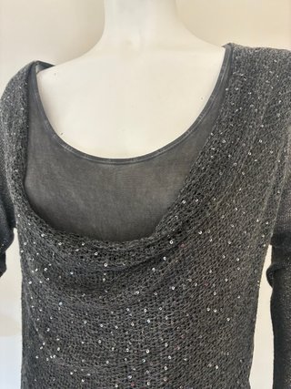 Conjunto Legging  gris: top y bimaterial