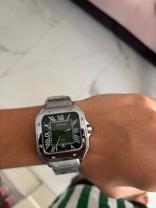 Reloj Cartier Plateado y Verde