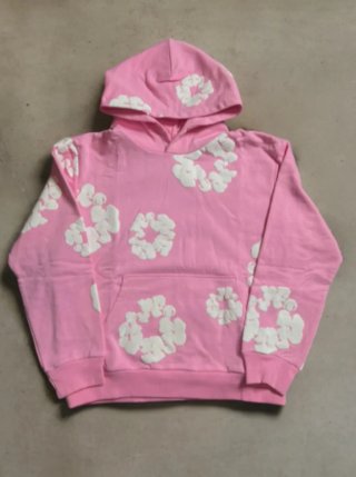 Sudadera Denim Tears Rosa con Flores Blancas